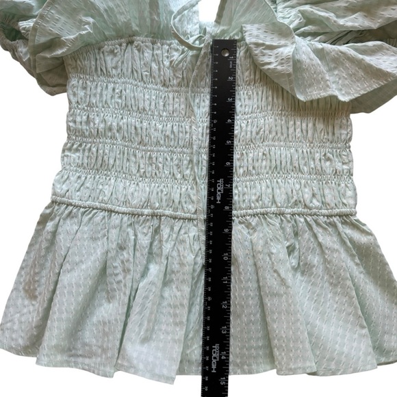 Antonio Melani Mint Ivory Woven Shayla Gingham Peplum Blouse - Picture 9 of 10